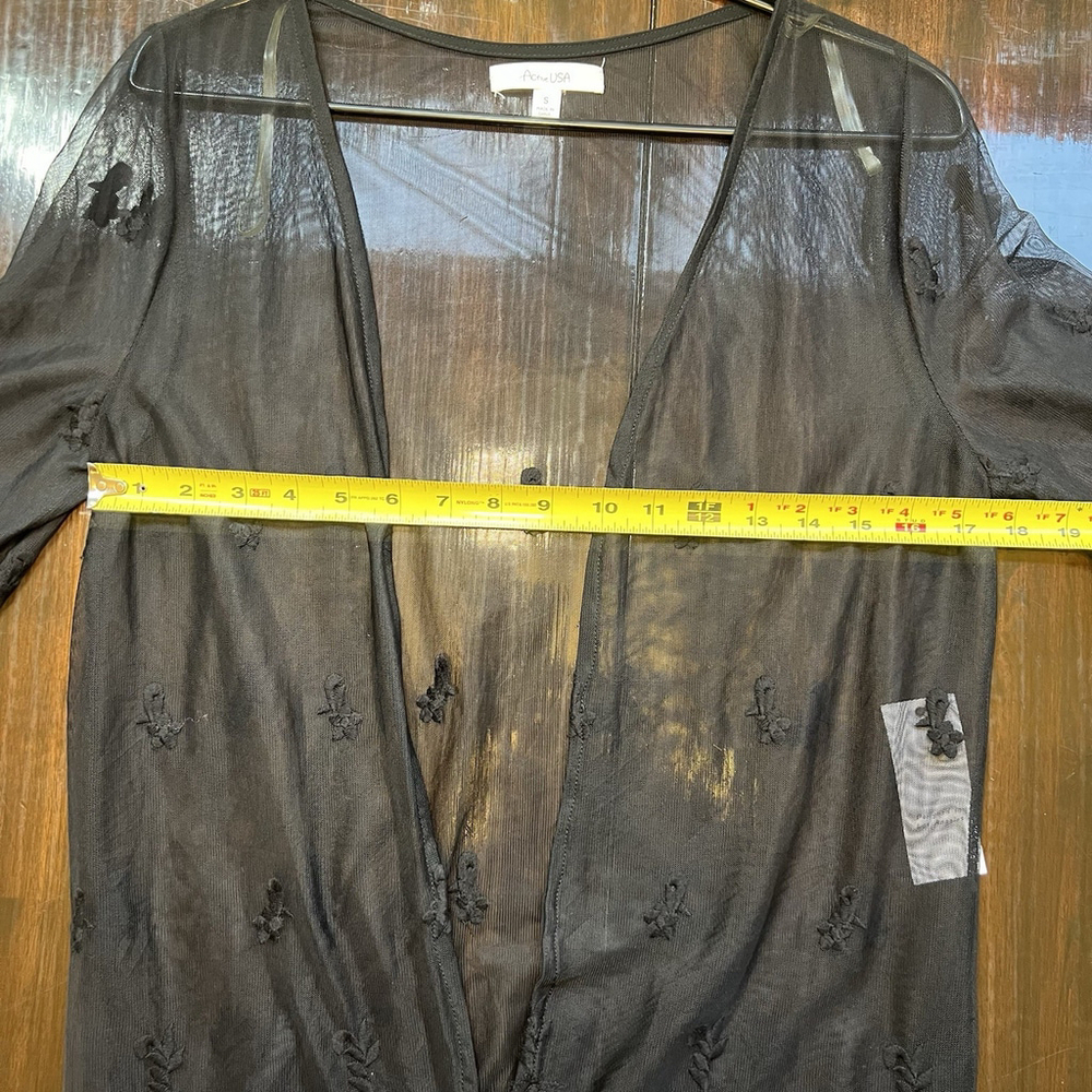 Active USA Cover Up Kimono Sheer Floral Black Woman’s Size Small NWT - Picture 12 of 15